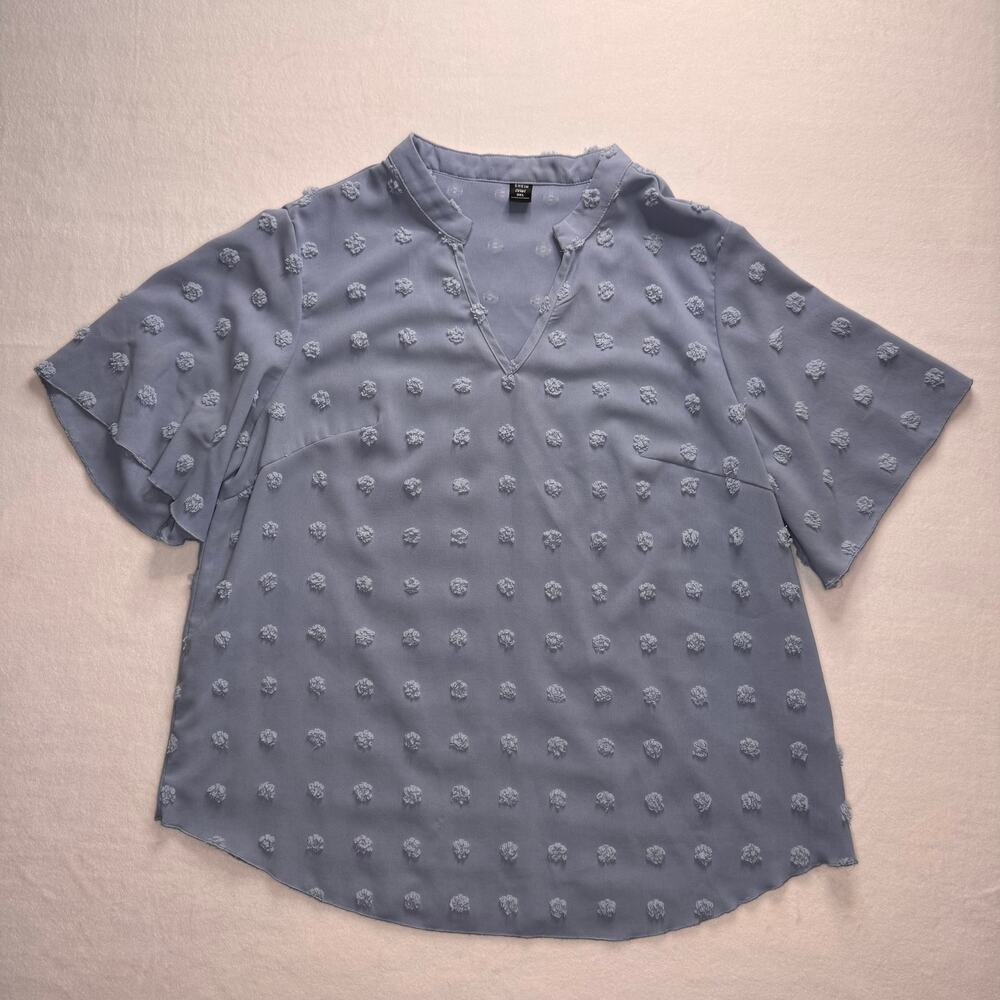 Light Blue Shein Curve Textured Blouse